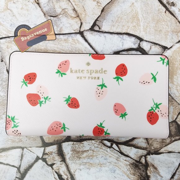 kate spade Bags Nwt Staci Strawberry Large Slim Bifold Wallet Soft Pink Multi Red Kate Spade